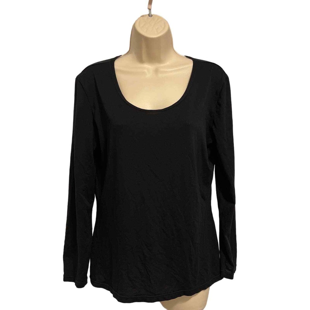 Weatherproof 32 Degrees Heat Womens XL Black Long Sleeve Scoop Neck Tee Shirt
